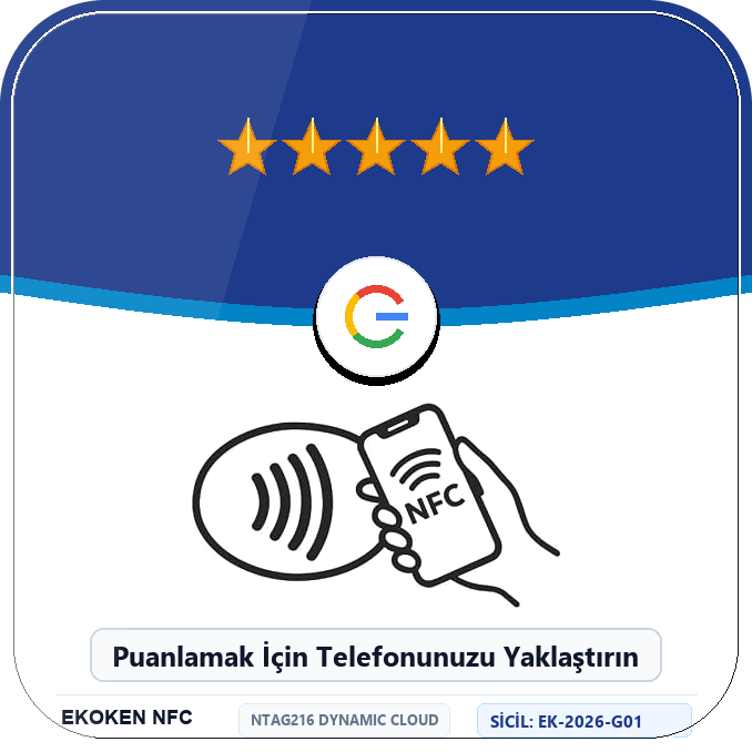 Ekoken NFC Google Yorumlar Standı Ön Yüz (5 Yıldız)